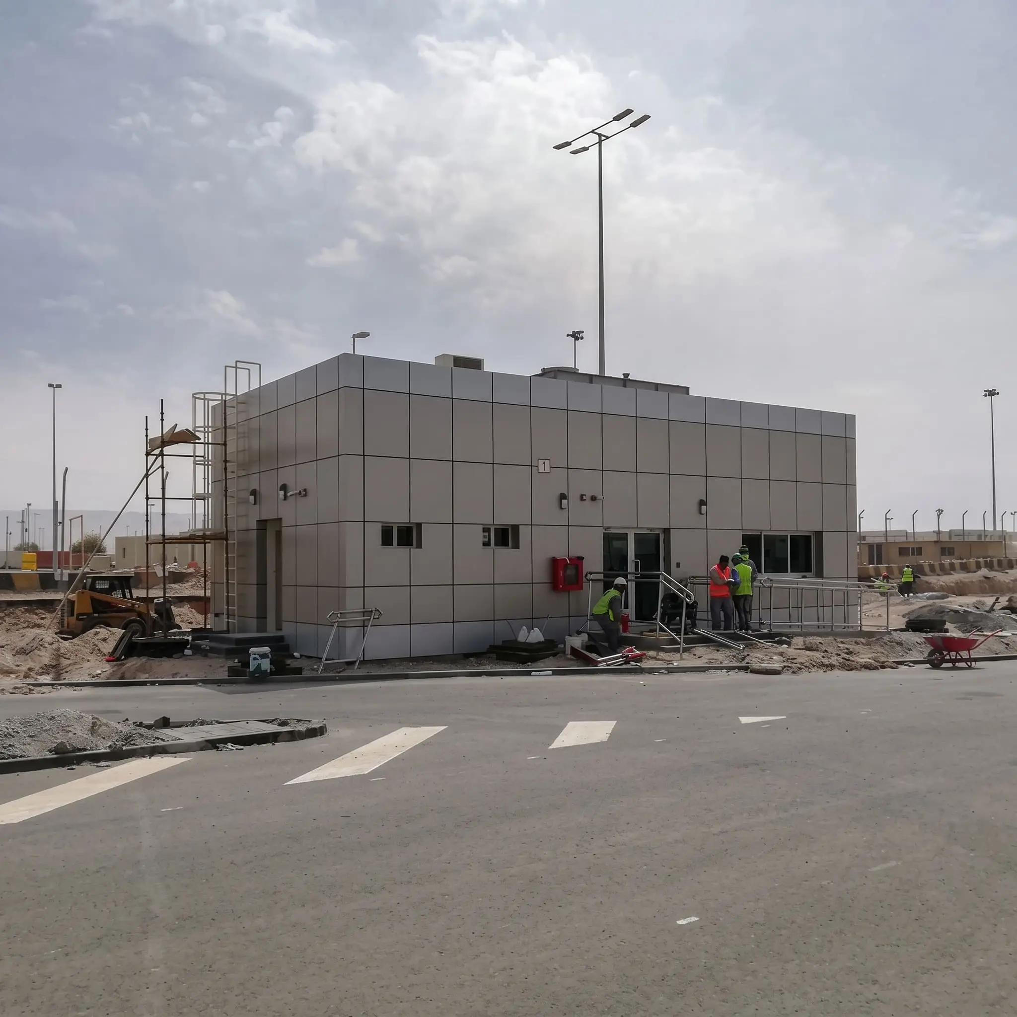 Orient House site team wearing PPE at Ghweifat Border Post