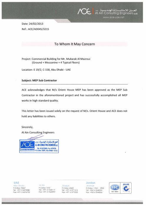 Letter from Al Ain Consulting Engineers